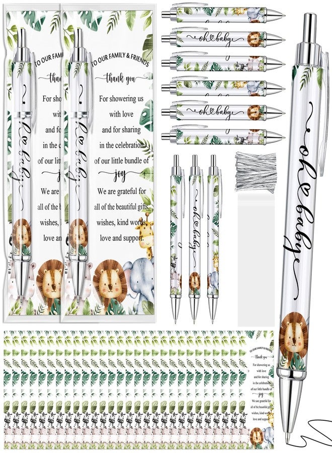 Dinifee 36 Sets Safari Park Baby Shower Favors Pens Includes 36 Rolling Paper Ballpoint Pens and Greeting Bookmarks Safari Jungle Baby Shower Game Prizes Party Favors Return Gifts - Image 1